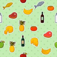 Supermarket foods seamless pattern