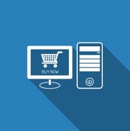 e-shopping icon with long shadow