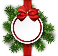 White round paper christmas card with bow N2