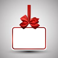 White paper gift card with red satin bow N11