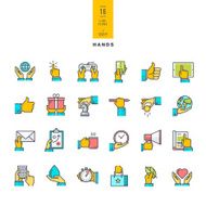 Set of line modern color icons hand