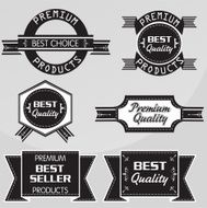 Black and white Vintage premium quality labels set Vector elements N2