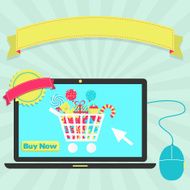 Buy candies online through laptop