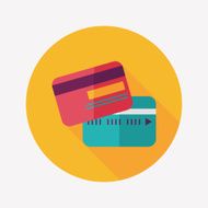 credit card flat icon with long shadow N25