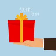 Hand holding out an empty gift box ready for you