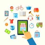 Shopping e-commerce hand concept