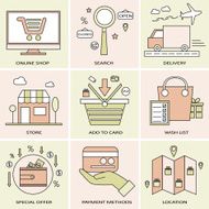 flat line icons for online shopping