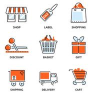 Set of shopping and retail outline vector icons