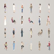 Isometric Women Flat Icons