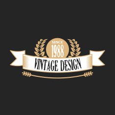 Retro badge with ribbon Original vintage design N2