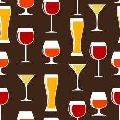 Alcoholic Glass Silhouette Seamless Pattern Background Vector Il N12