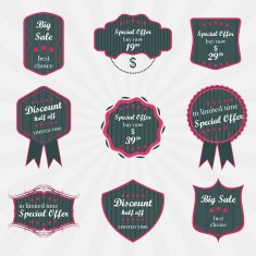 Set of vector labels on sale product
