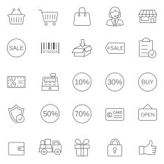 Sale line icons set Vector