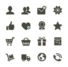 Collection of various dark gray vector icons