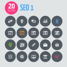SEO 1 icons on dark gray circles N2