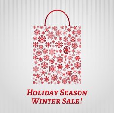 Christmas background with a shopping bag from snowflakes N2