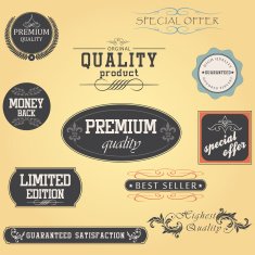 Premium Quality and Guarantee Labels Vector