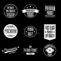 Set of vintage product quality labels - premium N2