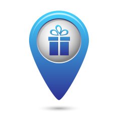 Map pointer with present icon