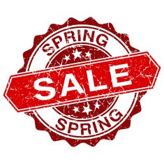Spring sale red vintage stamp isolated on white background