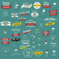 Collection of vintage retro labels badges and stamps N23
