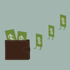 Dollar money and wallet Flat design style