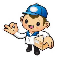 Blue Delivery Man Mascot the OK gesture