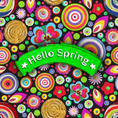 Hello Spring cheer up motivational background Offer tag