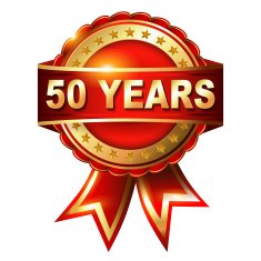 50 years anniversary golden label with ribbon N2