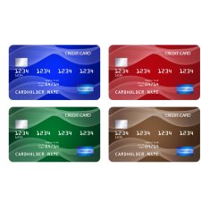 Set of credit cards in 4 different colors