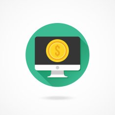 Vector Computer Display and Gold Coin Dollar Icon N2