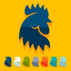 Flat design cock bird agriculture N7