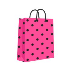 Paper Shopping Bag With Rope Handles Pink Black N2