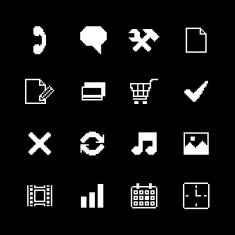 Contrast pixel icons set for interface design N2