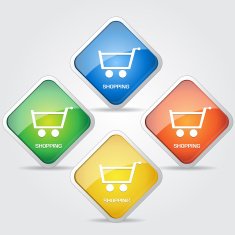 Glossy Shopping Cart Button Icon N2