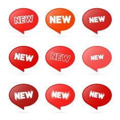 New Red Vector Icons - Labels Set