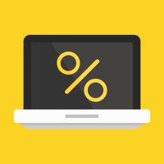 Vector Laptop and Percent Sign Icon N2