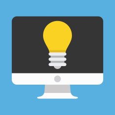 Vector Computer Display and Light Bulb Icon