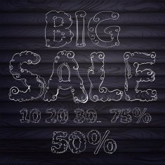 Hand drawing text for sales at aged wood