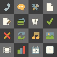Online shopping website iconset color flat