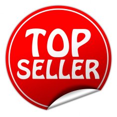 top seller round red sticker on white background