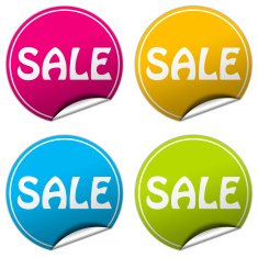 sale round stickers set on white background