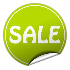 sale round green sticker on white background