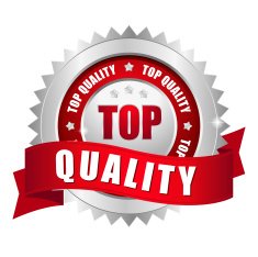 Red top quality badge with ribbon