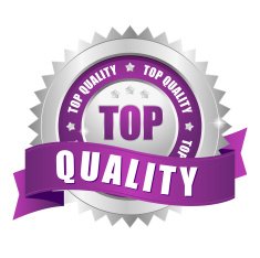 Purple top quality badge with ribbon