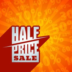 Red 3D vector text of sale discount price offer N45