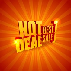 Red 3D vector text of sale discount price offer N50