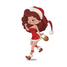 Santa Claus women in sexy dress running