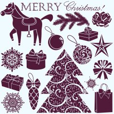 christmas silhouettes set