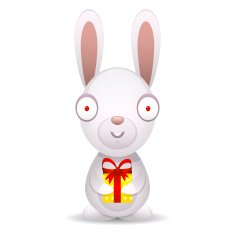 Rabbit holds packed gift N2